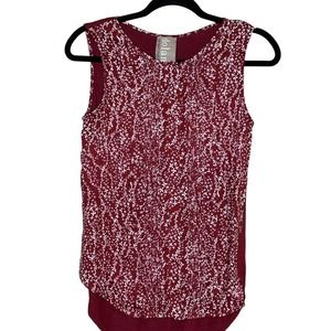 Dolan Left Coast Women's Extra Small Floral Tank Burgundy Pintucked Top